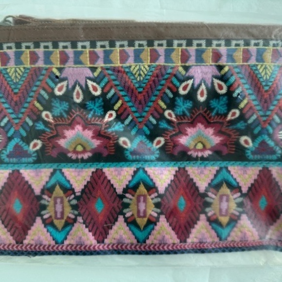 Johnny Was Laurell Fringe Floral Embroidery Bag Zip Handbag Black Pink Purse NEW - Picture 8 of 9